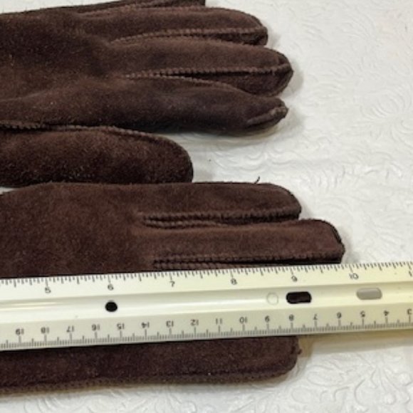 Ladies Fownes Chestnut Brown Suede Gloves Borg Lining Med - Picture 4 of 7